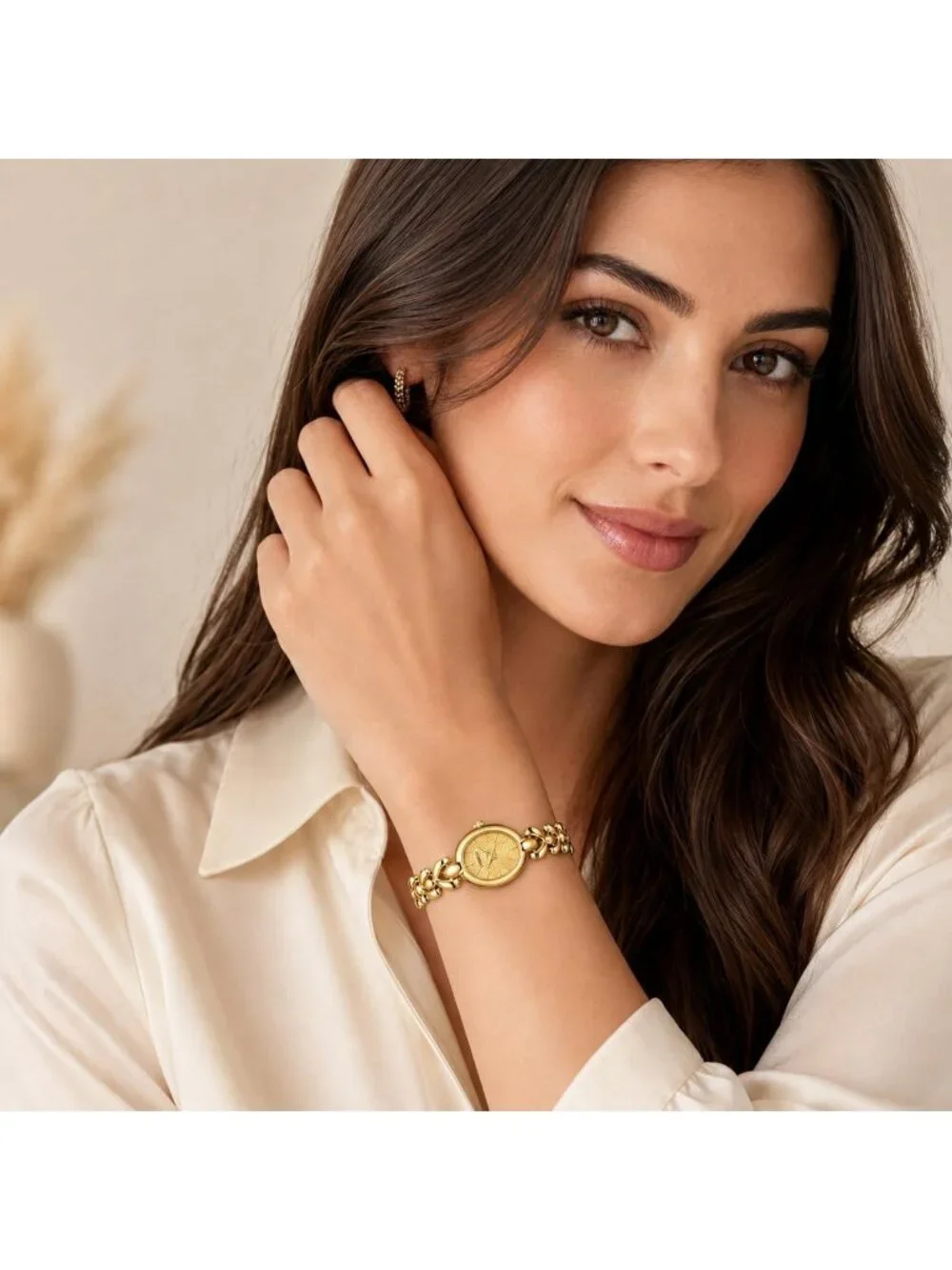 Women's Gold Dainty Oval Adjustable Bracelet Vintage Stylish Dress Wrist Watch